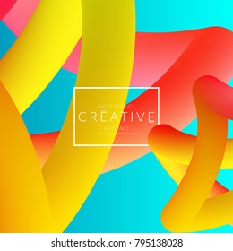 Abstract 3d liquid fluid color shape. Creative Modern Square wed banner template. Bright neon gradient blend creating innovative 3D effect. Art vector background futuristic design.