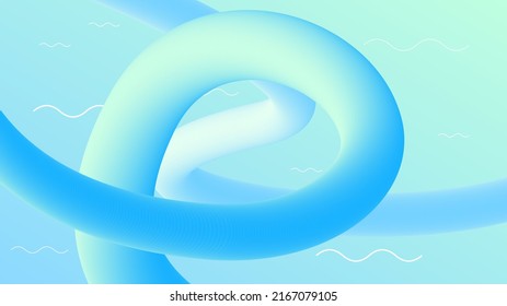 Abstract 3D Liquid Gradient Blue Color Geometric Shapes Fluid Flowing Dynamic Elements Banner Vector Desgin Style Trendy Background