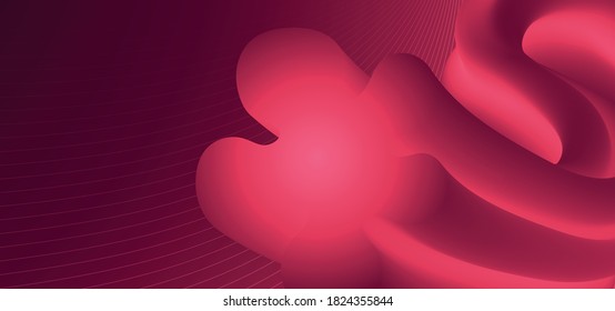 Abstract 3D Liquid Gradient Wipe Banner Background with Red Velvet Color