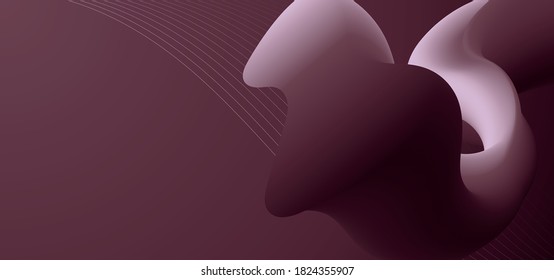 Abstract 3D Liquid Gradient Wipe Banner Background with Red Wine Color