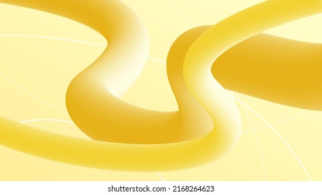 Abstract 3D Liquid Gradient Yellow Color Geometric Shapes Fluid Flowing Dynamic Elements Banner Vector Desgin Style Trendy Background