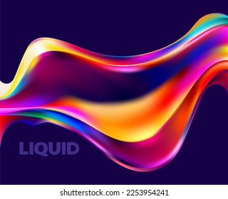 Resumen de la forma holográfica líquida 3D. Elemento de diseño de fluidos coloridos.