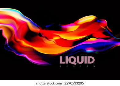 Resumen de la forma holográfica líquida 3D. Elemento de diseño de fluidos coloridos.