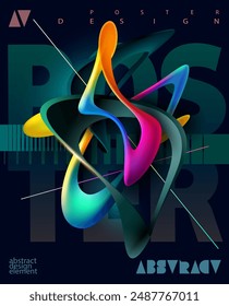 Abstract 3D liquid shapes. Vector iridescent elements of twisted line and forms. Futuristic design template for poster and banner