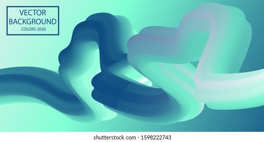 Abstract 3d liquid. Vector background design in the trending colors of 2020. Blue-menthol gradient flows. The concept of creativity, eps