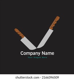 abstract 3d logo design 2 knifes