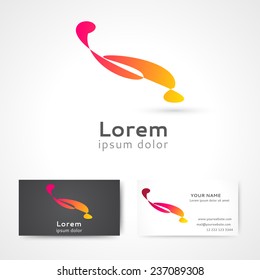 Abstract 3d logo design with business card template