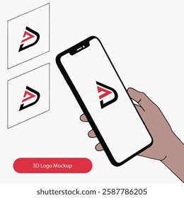 Abstract 3D Logo Design Mockup on Phone