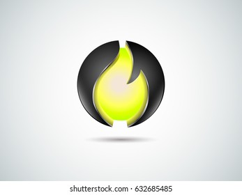 Abstract 3d logo design template. Fire icon. Vector illustration.