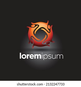 logotipo 3d abstracto icono de cuatro personas