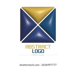 Logo 3d abstracto. Plantilla para una marca, ID, etiqueta, etiqueta o pictograma. Icono de red social, idea de diseño corporativo