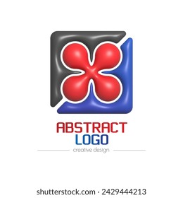 Logo 3d abstracto. Plantilla para una marca, ID, etiqueta, etiqueta o pictograma. Icono de red social, idea de diseño corporativo