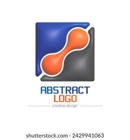 Abstraktes 3D-Logo. Eine Vorlage für eine Marke, ID, Aufkleber, Aufkleber oder ein Piktogramm. Symbol für soziale Netzwerke, Corporate Design-Idee