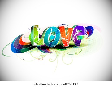 Abstract 3d love design element, vector illustration.