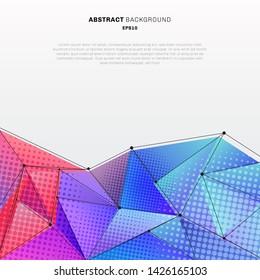Abstract 3d low polygon shape colorful with halftone and wireframe structure on white background technology style. You can use for digital business cover brochure, poster, banner web, leaflet, flyer
