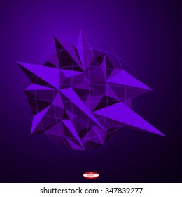abstract 3d low polygonal geometric shape isolated on violet background. vector illustration