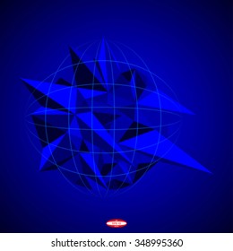abstract 3d low polygonal geometric shape isolated on blue background. vector illustration