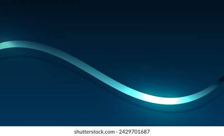 Abstract 3D luxury blue ribbon lines elements with glowing light effect on background. Vector graphic illustration. 