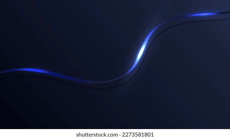Abstract 3D luxury blue waveform ribbon on blue background. Vector graphic illustration.

