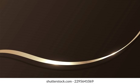 Abstract 3D luxury gold waveform ribbon on brown background.Vector graphic illustration.
