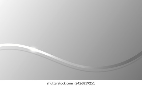 Abstract 3D luxury gray ribbon lines elements with glowing light effect on background. Vector graphic illustration. 