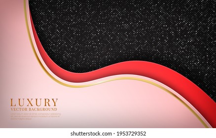 Abstract 3D luxury pink and red background overlap layer on dark space with golden lines metallic for banner, poster, cover, card, or flyer elements. Texture with glitters dots element decoration