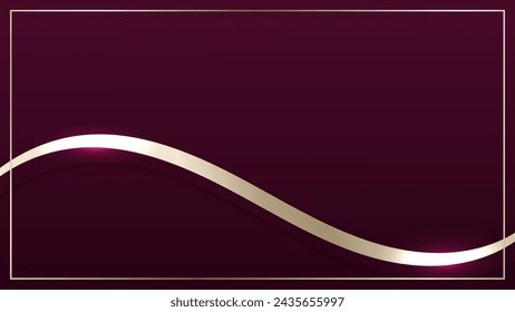 Abstract 3D luxury red waveform ribbon lines elements with glowing light effect on background. Vector graphic illustration. 