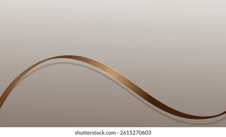 Abstract 3D luxury ribbon line elements with glowing light effect on background. Ribbon brown.