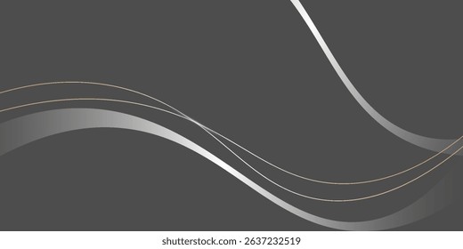 Abstract 3D luxury ribbon and line elements with glowing light effect on gray background. Vector graphic illustration,eps10
