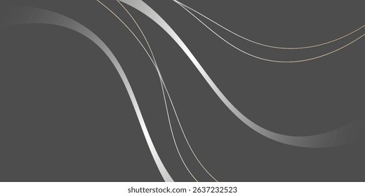Abstract 3D luxury ribbon and line elements with glowing light effect on gray background. Vector graphic illustration,eps10