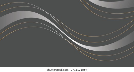 Abstractas Elementos de línea y cinta de lujo 3D con efecto de luz brillante sobre fondo gris. Vector ilustración gráfica.