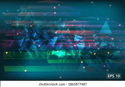 Abstract 3D mesh background with circles and particles on a dark background. Music background equalizer concept. Retro futuristic background 1980s style. sun glitch.