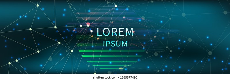 Abstract 3D mesh background with circles and particles on a dark background. Music background equalizer concept. Retro futuristic background 1980s style. sun glitch.