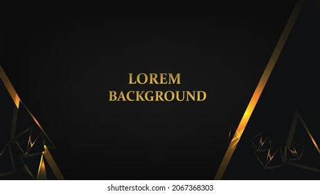 Resumen del fondo de malla 3D con círculos y partículas sobre un fondo oscuro. forma dorada de rhombus en segundo plano. ilustración vectorial. 
