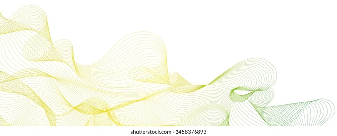 Abstract 3D mesh figure with smooth shapes and yellow-green gradient on a white background. Vector modern illustration for background, website design, wallpaper.Sound wave diagram