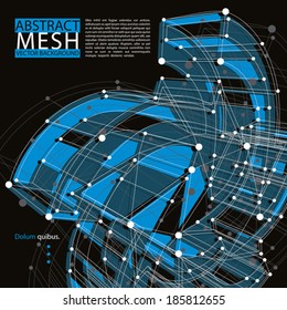 Abstract 3d mesh vector background, abstract conceptual illustration, engineering and new technology and science theme, clear eps 8.