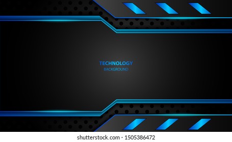 Abstract 3d metallic blue and black frame layout design tech innovation concept geometric background. Can use for wallpaper, poster, brochure, cover, banner, advertising, corporate. Layer on for text