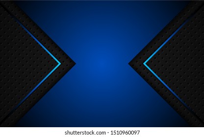 Abstract 3d metallic blue and black frame layout design tech innovation concept geometric background. Can use for wallpaper, poster, brochure, cover, banner, advertising, corporate. Layer on for text