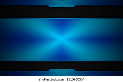 Abstract 3d metallic blue and black frame layout design tech innovation concept geometric background. Can use for wallpaper, poster, brochure, cover, banner, advertising, corporate. Layer on for text