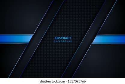 Abstract 3d metallic blue and black frame layout design tech innovation concept geometric background. Can use for wallpaper, poster, brochure, cover, banner, advertising, corporate.