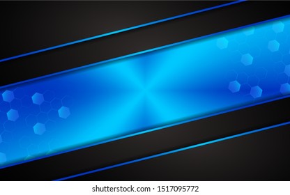 Abstract 3d metallic blue and black frame layout design tech innovation concept geometric background. Can use for wallpaper, poster, brochure, cover, banner, advertising, corporate.