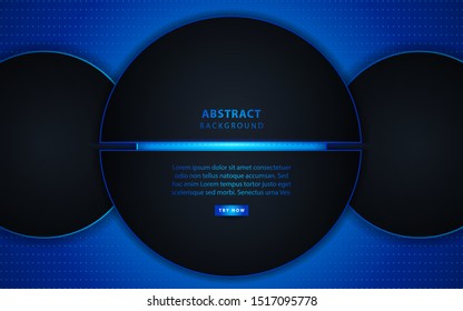 Abstract 3d metallic blue and black frame layout design tech innovation concept geometric background. Can use for wallpaper, poster, brochure, cover, banner, advertising, corporate.