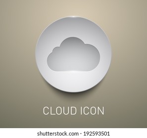 Abstract 3d metallic cloud banner icon with shiny light. Modern and glossy style 
