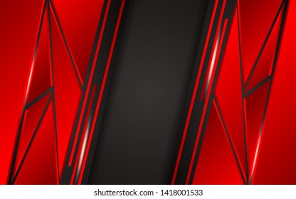 Abstract 3d metallic red and black frame layout design tech innovation concept geometric background. Can use for wallpaper, poster, brochure, cover, banner, advertising, corporate. Layer on for text