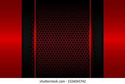 Abstract 3d metallic red and black frame layout design tech innovation concept geometric background. Can use for wallpaper, poster, brochure, cover, banner, advertising, corporate.