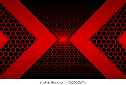 Abstract 3d metallic red and black frame layout design tech innovation concept geometric background. Can use for wallpaper, poster, brochure, cover, banner, advertising, corporate.