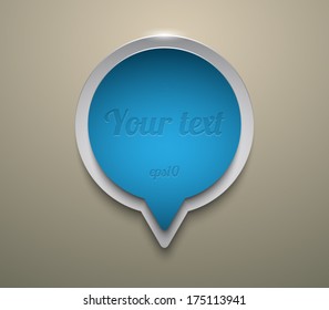 Abstract 3d metallic speech bubble with shiny light. Modern and glossy style