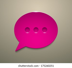 Abstract 3d metallic speech bubble with shiny light. Modern and glossy style