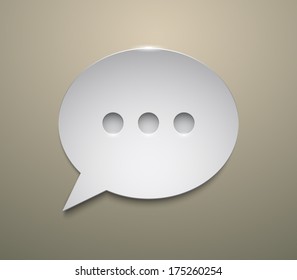 Abstract 3d metallic speech bubble with shiny light. Modern and glossy style