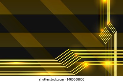 Abstract 3d metallic yellow and black frame layout design tech innovation concept geometric background. Can use for wallpaper, poster, brochure, cover, banner, advertising, corporate